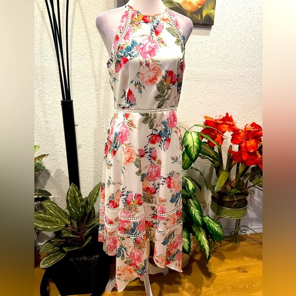 Tahari ASL handkerchief floral midi dress size 4 - Picture 1 of 12